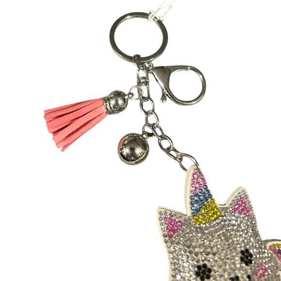 Rhinestone Unicorn Kitty Purse Charm Or Key Ring - Picture 8 of 12